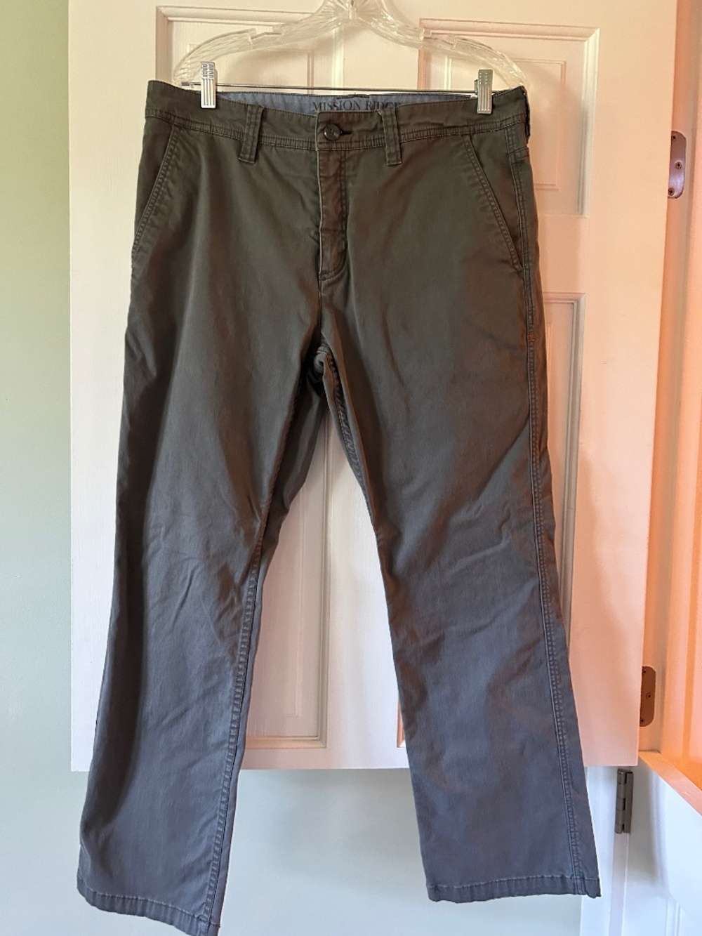 MISSION RIDGE TOAD & CO MEN'S MED GRAY STRAIGHT LEG STRETCH COTTON  PANTS SZ 34